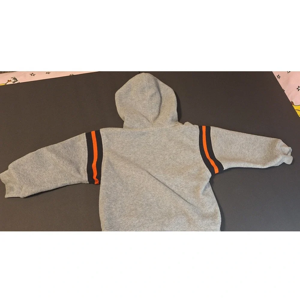 Harley Davidson Boys Fleece Hoodie Gray Orange Black Size 4 Sweatshirt‎